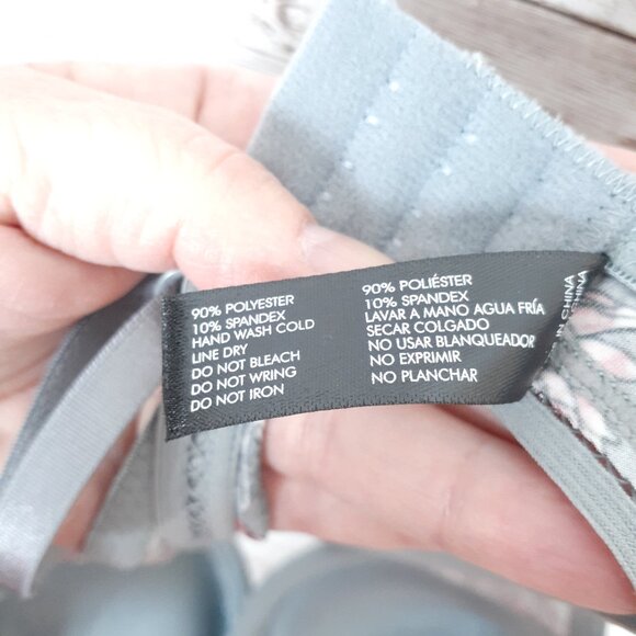 XOXO Womens Padded Push Up Bra 36C Floral Lace Top Gray Pink 127 - Picture 4 of 4